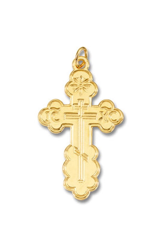 Sterling Silver 24kt Gold Plated Three Barred Cross About 2" Including Bail
