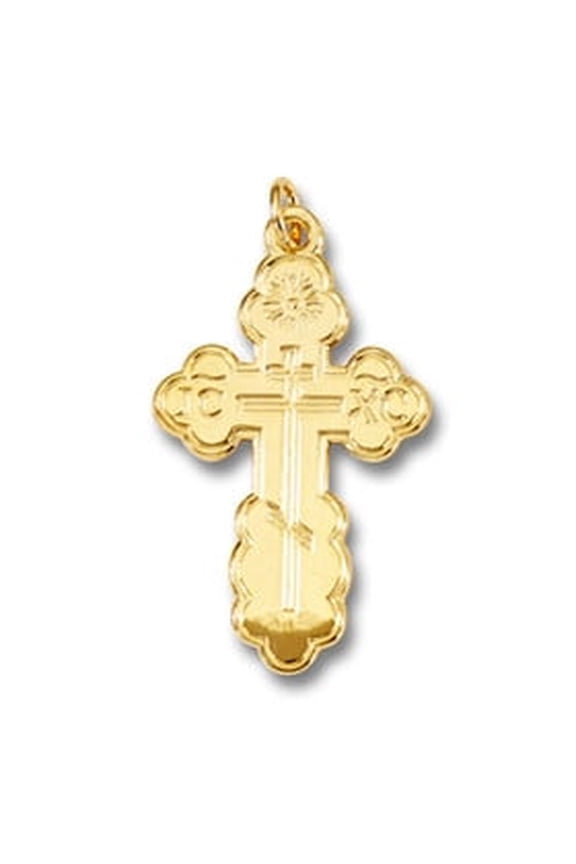 Sterling Silver 24kt Gold Plated Three Barred Cross