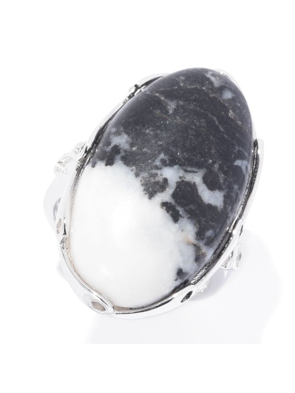 Sterling Silver 25 x 14mm Oval Shaped Cabochon North-South Ring