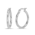 thumbnail image 1 of Sterling Silver 25mm Diamond Cut Twisted Round Hoop Earrings, 1 of 1