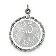 thumbnail image 1 of Sterling Silver Rhodium-plated 25th Anniversary Disc Charm QC2286, 1 of 4