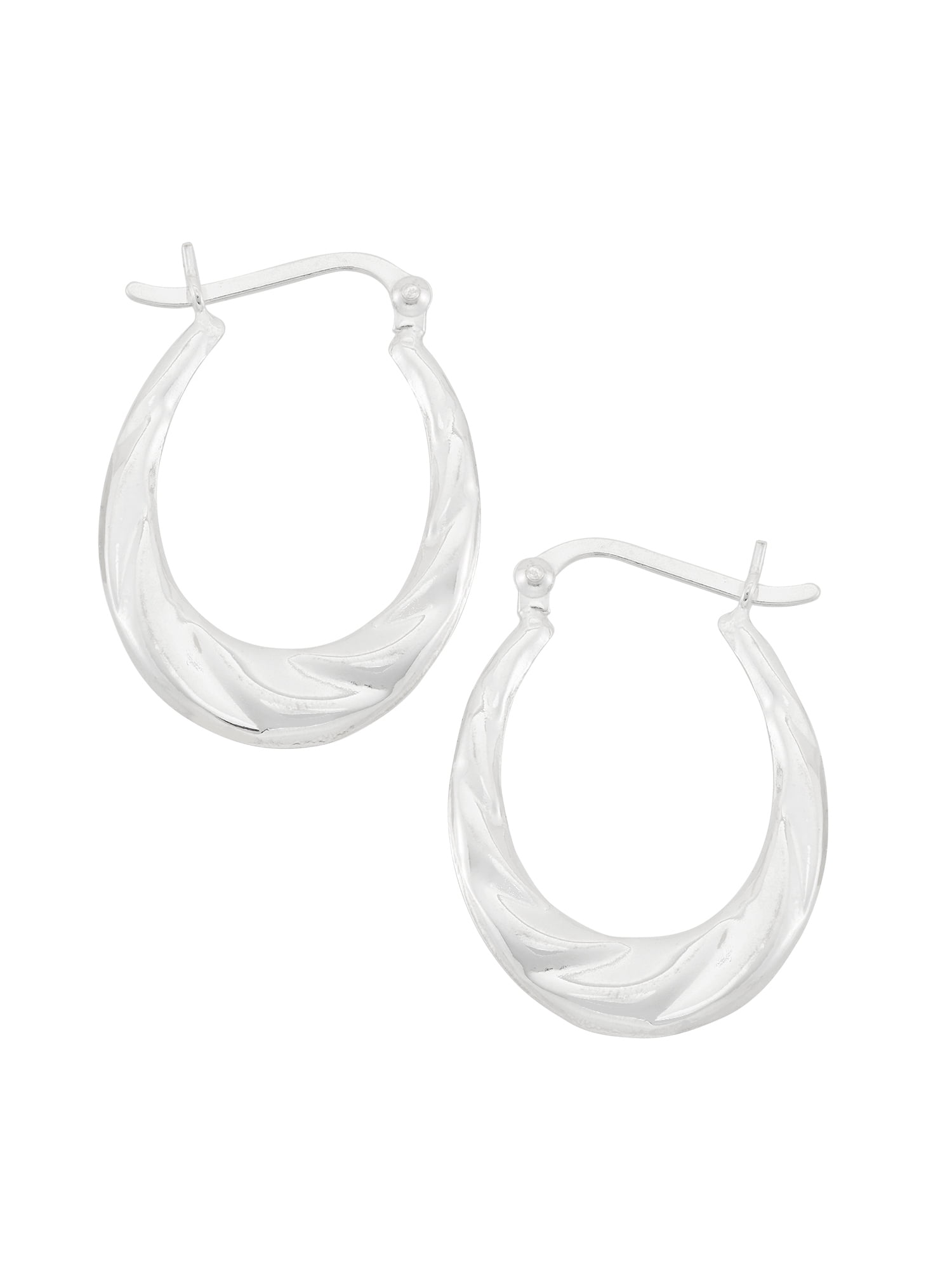 Sterling Silver 25x20mm Oval Twist Hoop Earrings