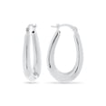 thumbnail image 1 of Sterling Silver 26x18mm Oval Puffed Graduated Hoop Earrings, 1 of 4