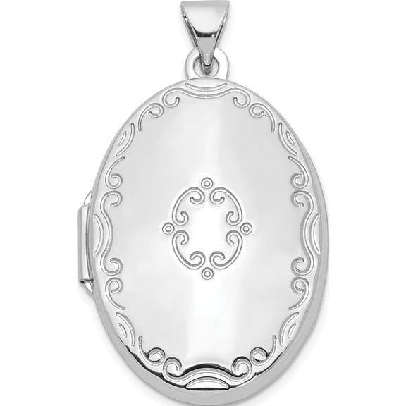 Jewelry by Sweet Pea Sterling Silver Rhodium-plated 29mm Fancy Oval Family Locket