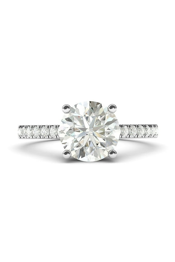 Sterling Silver 2CT Classic 4-Prong Simulated Diamond Engagement Ring with Side Stones Promise Bridal Ring (5)