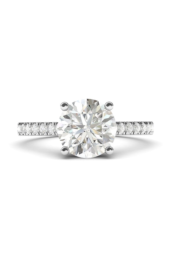 Sterling Silver 2CT Classic 4-Prong Simulated Diamond Engagement Ring with Side Stones Promise Bridal Ring (6.5)