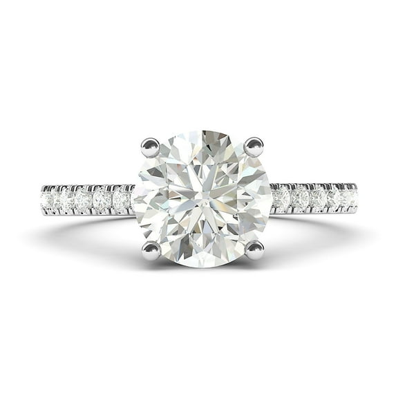 Sterling Silver 2CT Classic 4-Prong Simulated Diamond Engagement Ring with Side Stones Promise Bridal Ring (8.5)