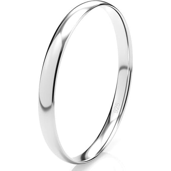 Sterling Silver 2MM High Polish Plain Dome Tarnish Resistant Comfort Fit Wedding Band Ring-8