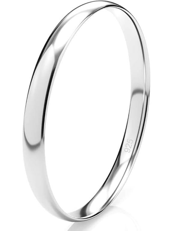Sterling Silver 2MM High Polish Plain Dome Tarnish Resistant Comfort Fit Wedding Band Ring size 13