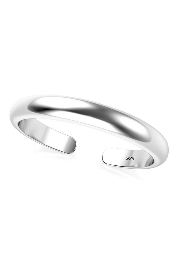 Sterling Silver 2MM Plain Dome Adjustable Toe Band Ring