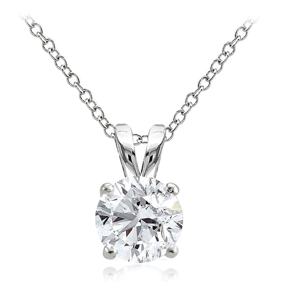 Sterling Silver 2ct Cubic Zirconia 8mm Round Solitaire Necklace