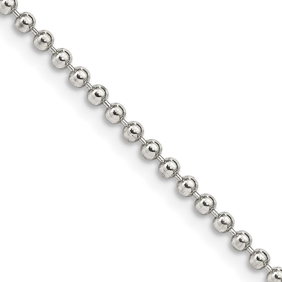 Finest Gold Sterling Silver 2 mm Beaded Chain