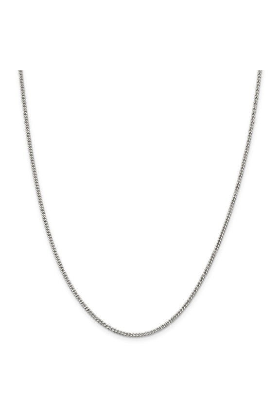 Sterling Silver 2mm Curb Chain (Weight: 7.63 Grams, Length: 26 Inches)