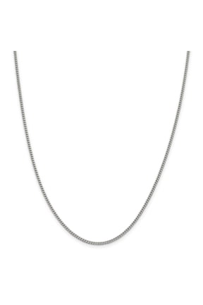 Sterling Silver 2mm Curb Chain (Weight: 7.63 Grams, Length: 26 Inches)
