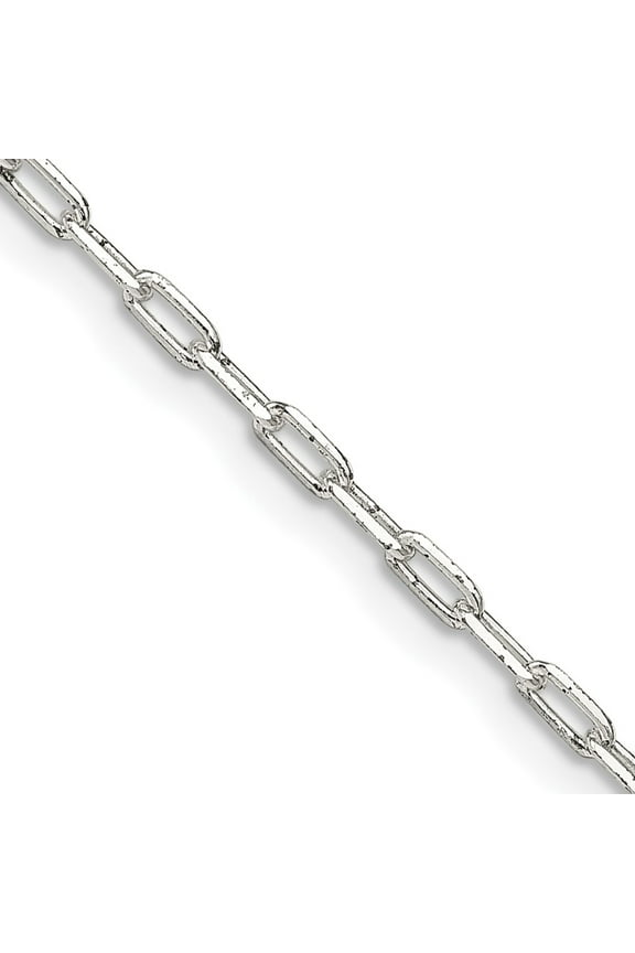 Finest Gold Sterling Silver 2 mm Elongated Open Link Chain