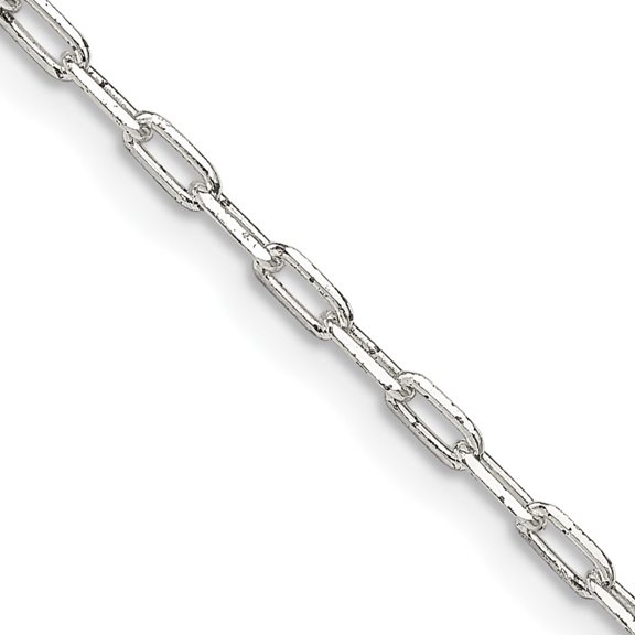 Finest Gold Sterling Silver 2 mm Elongated Open Link Chain