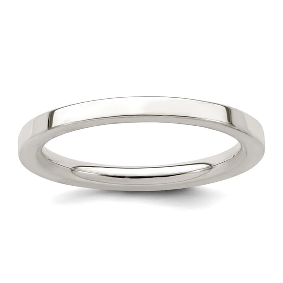 925 Sterling Silver Polished Flat Band 2mm Comfort-Fit Flat Size 12.5 Band Ring Ring for Women and Men