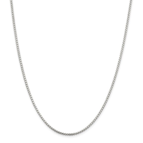 Sterling Silver 2mm Half Round Sparkle-Cut Fancy Box Chain Necklace - 12.5 Grams - 24 Inch