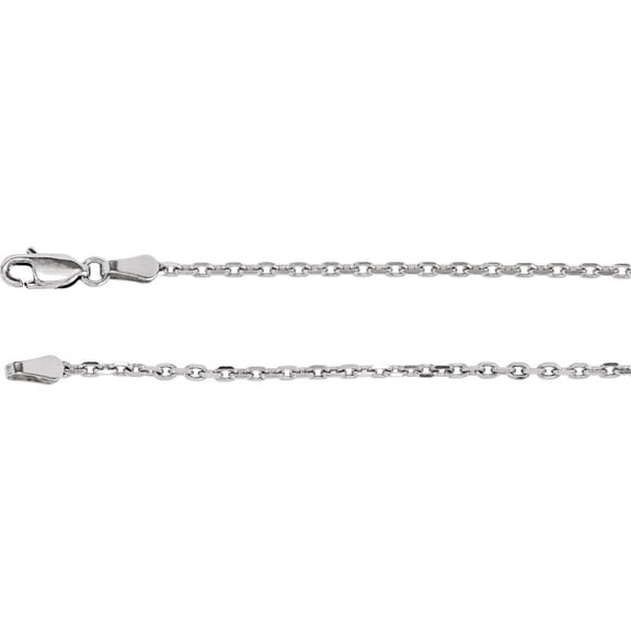 Sterling Silver 2mm Necklace - 2.7 Grams - 16 Inch Sparkle-Cut Cable Chain With Lobster Clasp