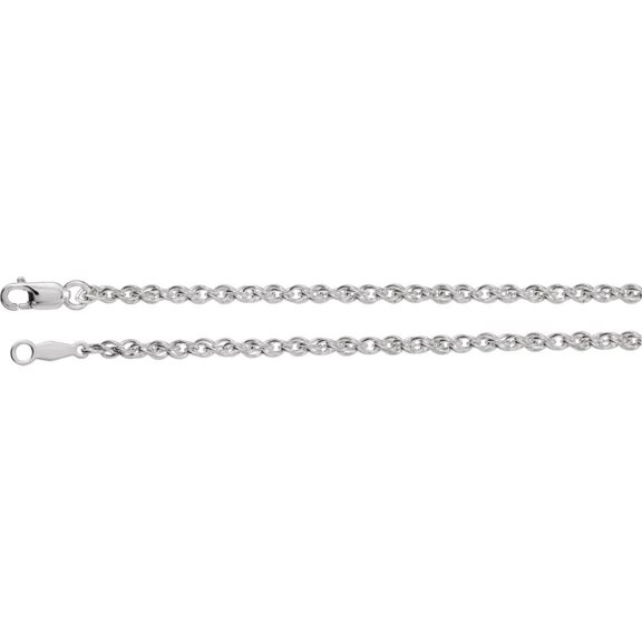 Sterling Silver 2mm Necklace - 20 Inch Lobster Clasp Polished Rope Chain With Lobster Clasp