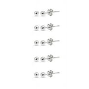 DESIGNS BY FMC Sterling Silver 2mm Polished Ball Bead Stud Earrings Set of 5