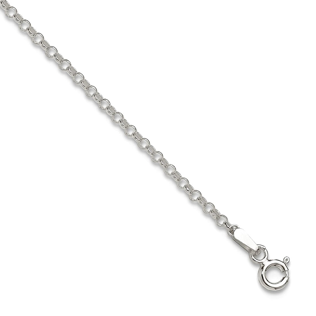 925 Sterling Silver 2mm Rolo Chain Anklet 9 Inch Spring-Ring Anklet for Women and Men - 1.7 Grams