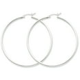 thumbnail image 1 of Sterling Silver 2mm Round Hoop Earrings - 4.3 Grams - Measures 57x55mm Wide 2mm Thick, 1 of 2