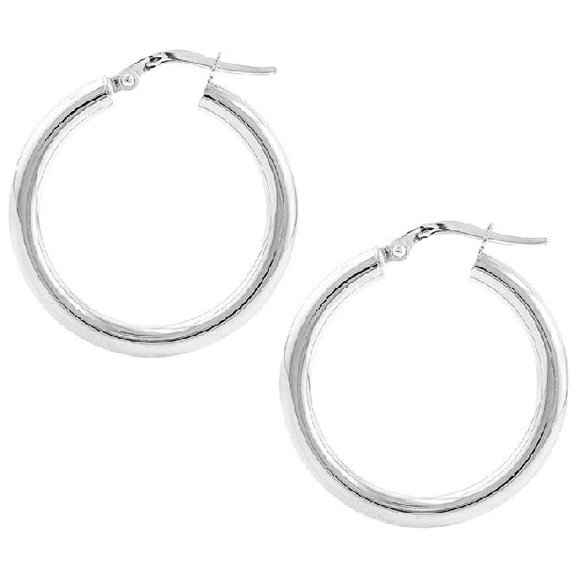 Sterling Silver 2mm x 25mm Plain Hoop Earrings Walmart