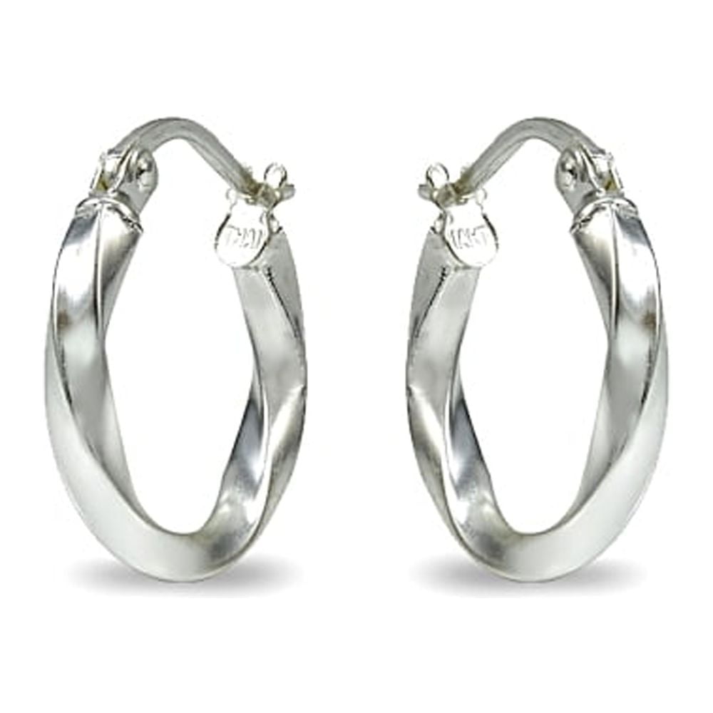 SILVER925 ROUND HOOP EARRINGS /シルバー/ピアス Sterling-Silver-2x15mm-Twist-