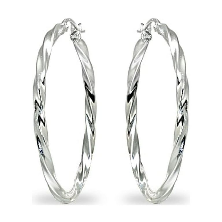 Sterling Silver 20mm x 2mm Round Hoop Earrings Sterling Silver 20mm x 2mm Round Hoop Earrings
