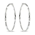 thumbnail image 1 of Sterling Silver 2x50mm Twist Round Hoop Earrings, 1 of 4