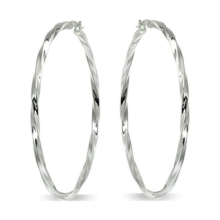 Sterling Silver 50mm Long Twisted Dangle Earrings Sterling Silver 50mm Long Twisted Dangle Earrings