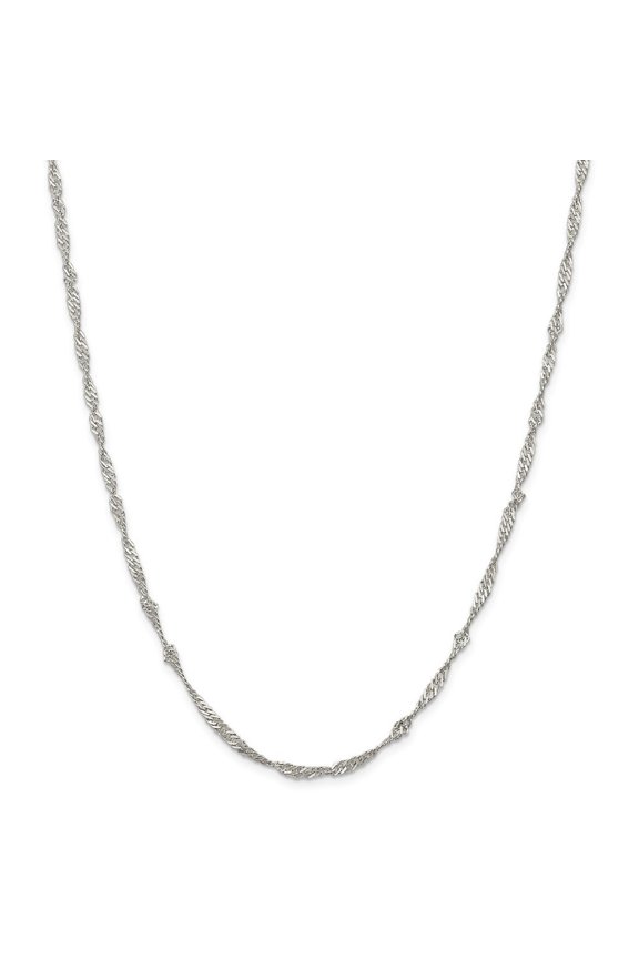 Sterling Silver 3.00mm Singapore Chain Necklace - 8.0 Grams - 24 Inch - Lobster Claw