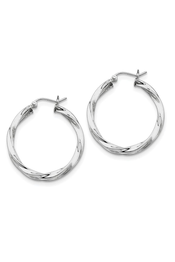 Sterling Silver 3.00mm Twisted Hoop Earrings - 2.9 Grams - Measures 32x29mm Wide 3mm Thick
