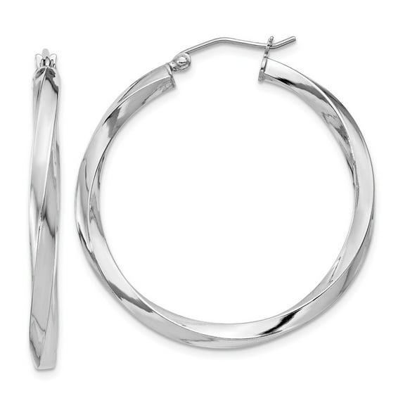 Sterling Silver 3.00mm Twisted Hoop Earrings - 3.5 Grams - Measures 36x34mm Wide 3mm Thick