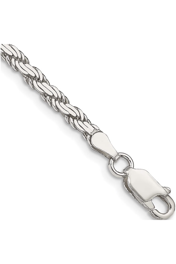 Sterling Silver 3.1mm Flat Rope Chain (7 X 3.1) Made In Italy qfc204-7