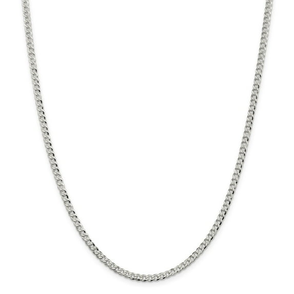 Sterling Silver 3.2mm Beveled Curb Chain Necklace - 8.7 Grams - 22 Inch