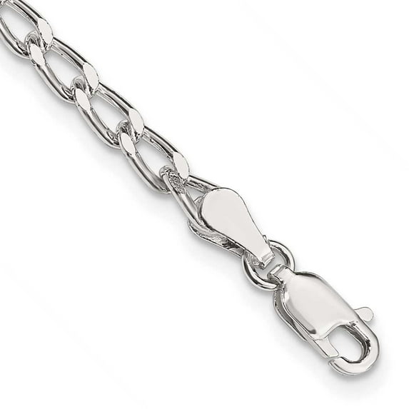 Finest Gold Sterling Silver 3.2 mm Open Elongated Link Chain Anklet