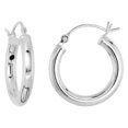 thumbnail image 1 of Sterling Silver 3/4 inch 18mm Hoop Earrings Women and Men Click Top thick 3mm Tube, 1 of 2