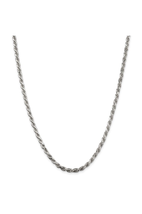 Sterling Silver 3.5mm D-Cut Rope Chain Bracelet - 9.2 Grams - 8 Inch - Lobster Claw