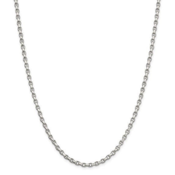 Sterling Silver 3.5mm Rolo Chain Necklace - 17.4 Grams - 20 Inch - Lobster Claw