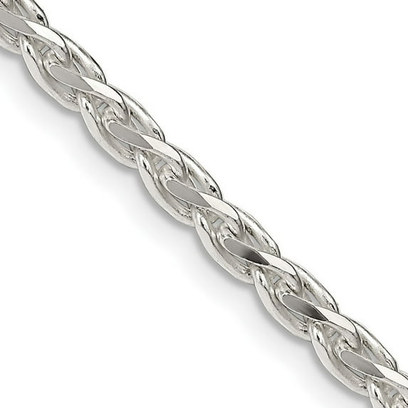 Sterling Silver 3.7 mm Polished and Sparkle-Cut 20 Inch Spiga Chain Necklace - 29.2 Grams - 24 Inch