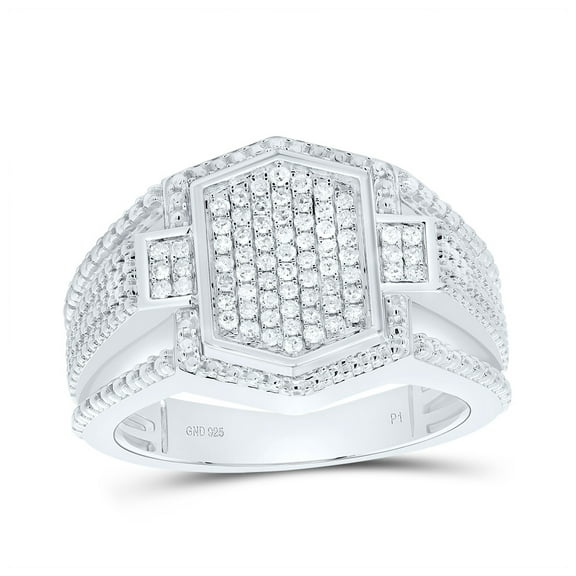Sterling Silver 3/8 Cttw Diamond Men's Ring, Men Size: 8-12