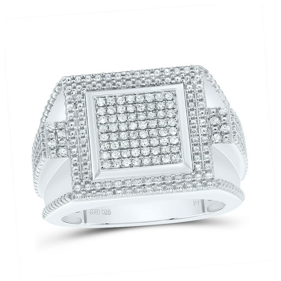 Sterling Silver 3/8 Cttw Diamond Men's Ring, Men Size: 8-12