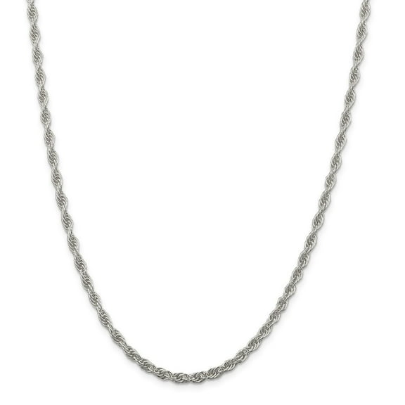 Sterling Silver 3.8mm Loose Rope Chain Necklace - 12.8 Grams - 18 Inch