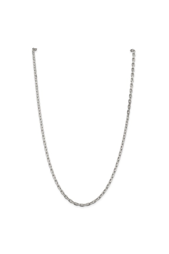 Sterling Silver 3.95mm Beveled Oval Cable Chain