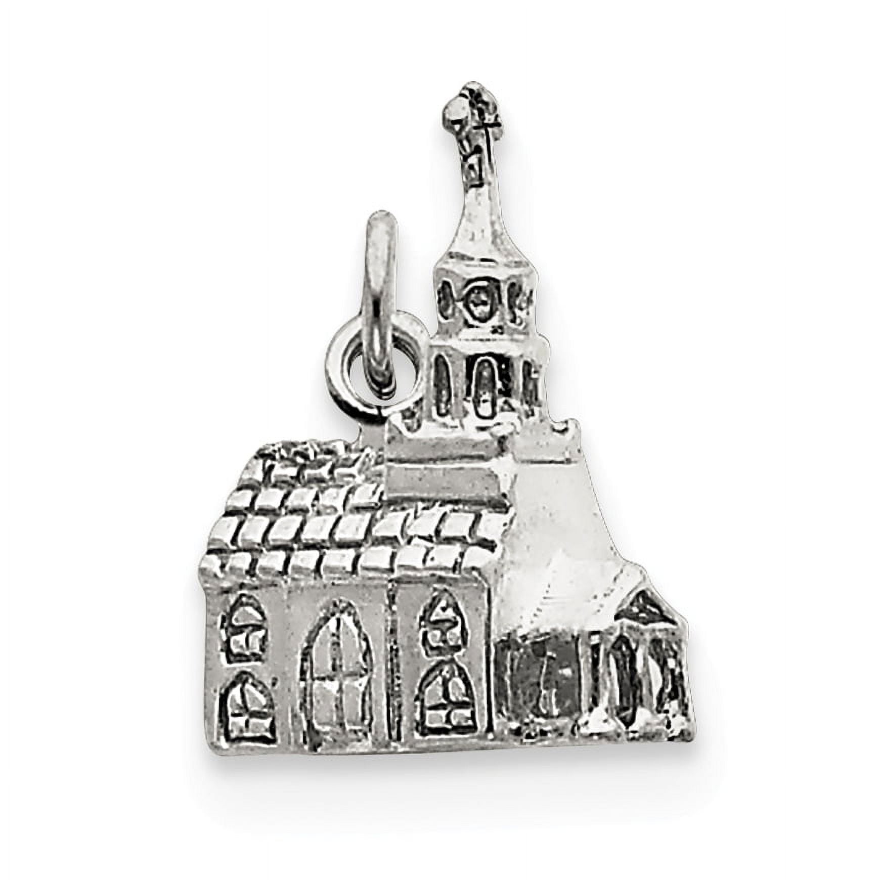 GOLD TIME Sterling Silver 3-D Church Charm