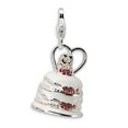 thumbnail image 1 of Sterling Silver 3-D Enameled Wedding Cake With Lobster Clasp Charm - 5.3 Grams - Measures 28x14mm, 1 of 2