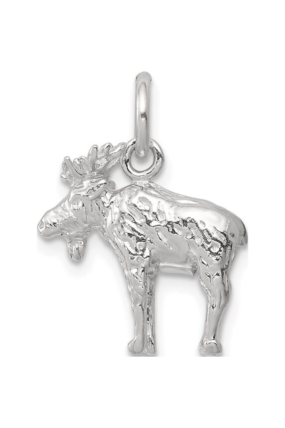 Sterling Silver 3-D Moose Charm Solid Casted Polished Exquisite Polished Bold An unforgettable keepsake to treasure forever