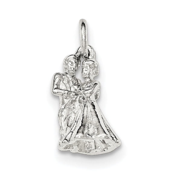 Sterling Silver 3-D Polished Bride & Groom Embracing Pendant (21.5 X 10) Made In United States qc8535